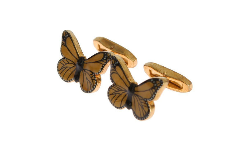 Gold Plated Brass Yellow Butterfly Cufflinks