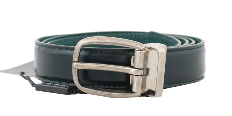 Green Leather Silver Buckle Belt