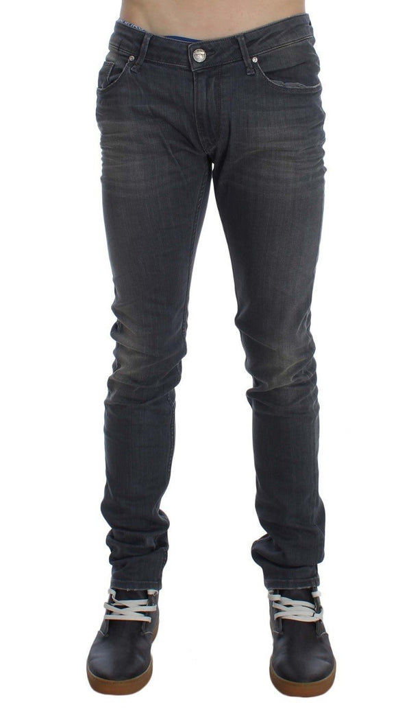 Gray Cotton Stretch Slim Fit Jeans