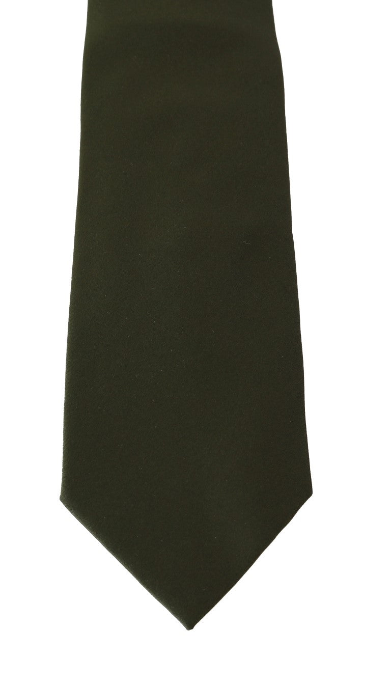 Green Silk Logo Wide Tie