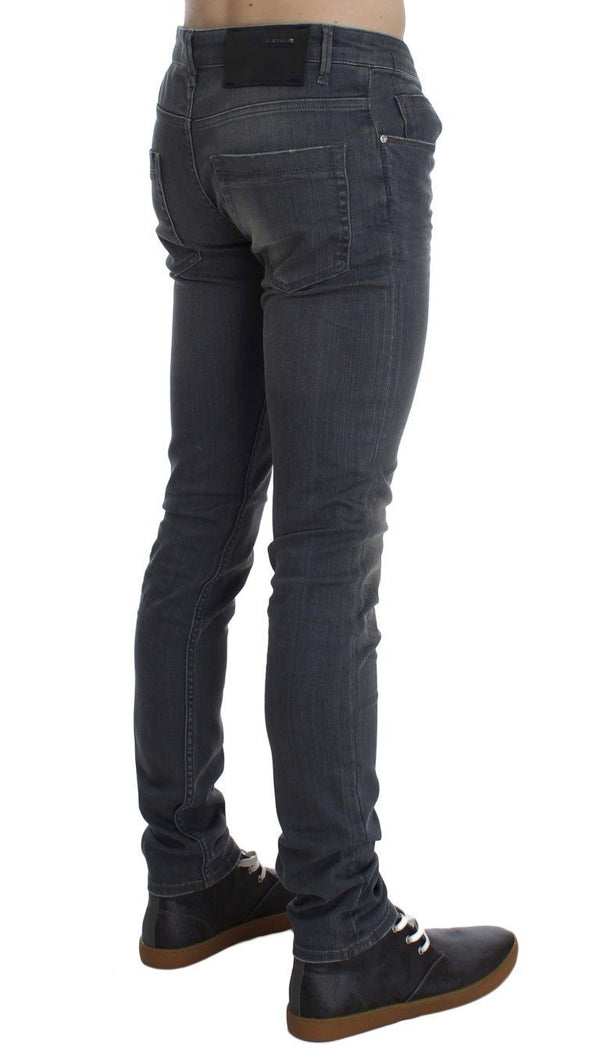 Gray Cotton Stretch Slim Fit Jeans