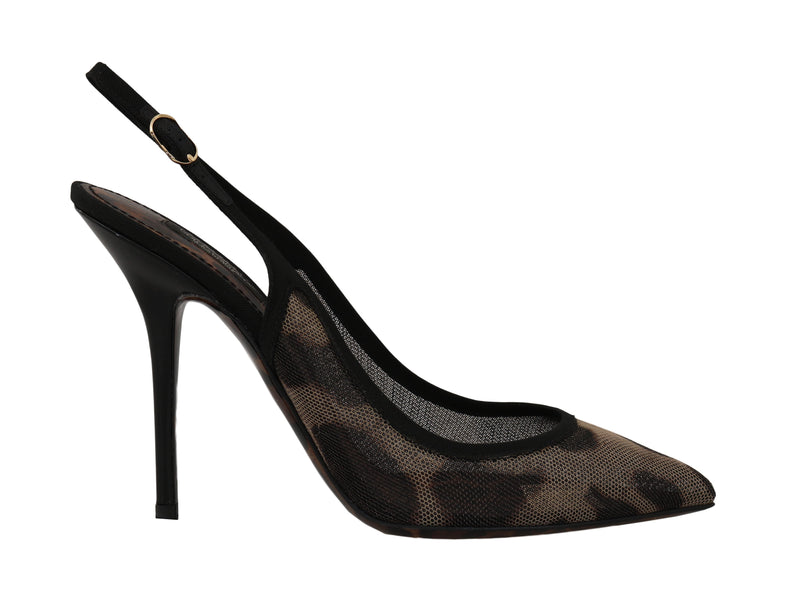 Brown Leopard Stretch Slingbacks