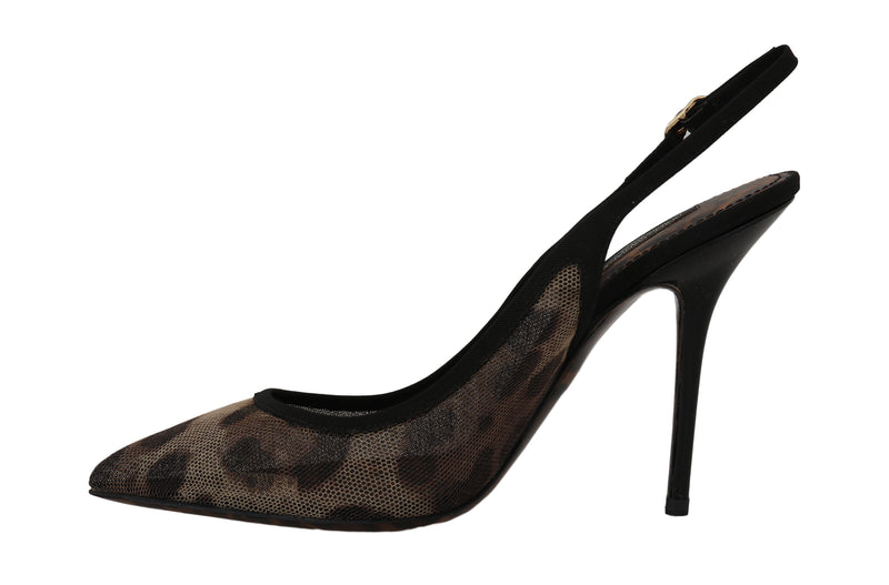 Brown Leopard Stretch Slingbacks