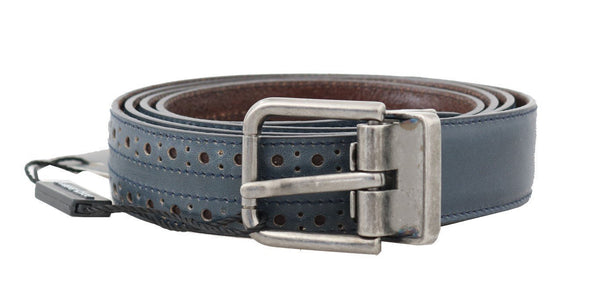 Blue Perforated Leather Belt