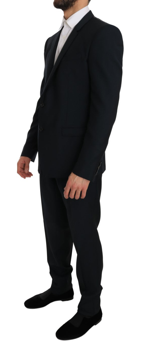Blue Wool Two Button Slim Fit Suit