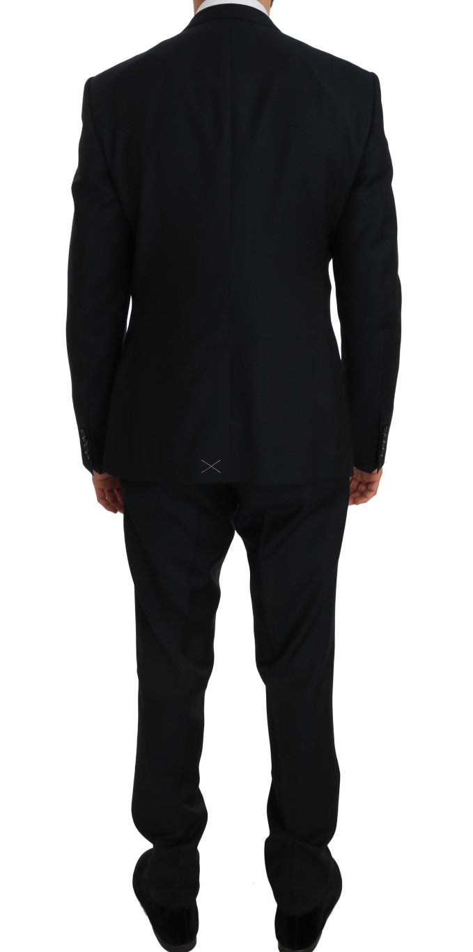 Blue Wool Two Button Slim Fit Suit