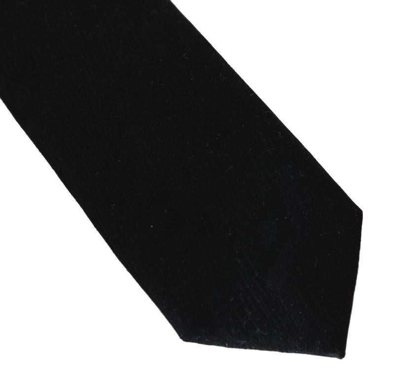 Black Silk Patterned Classic Tie