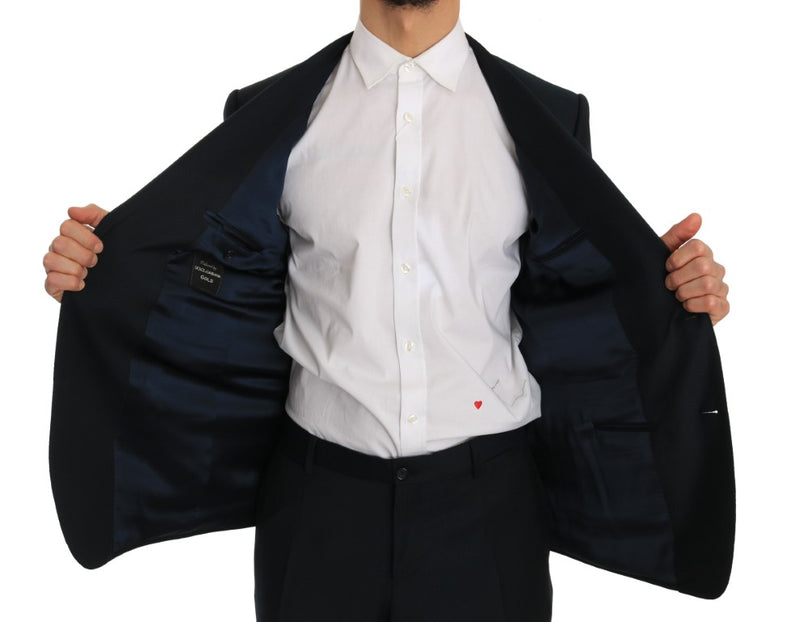 Blue Wool Two Button Slim Fit Suit