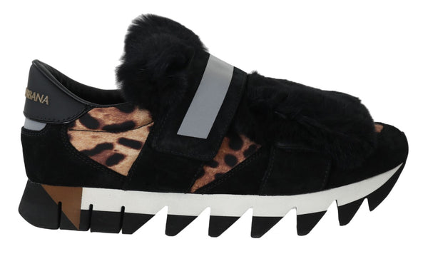 Leopard Leather Black Fur Sneaker