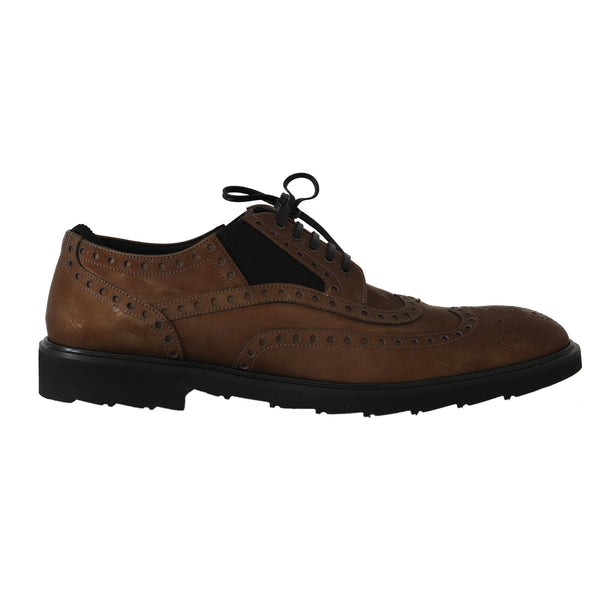 Brown Leather Derby Wingtip Dress Shoes