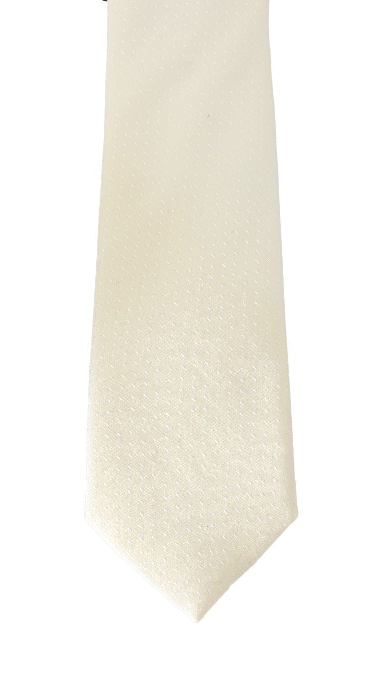 White Wool Silk Patterned Tie