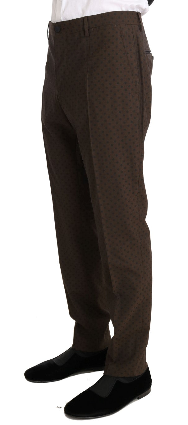 Brown Wool Stretch Long 3 Piece Suit
