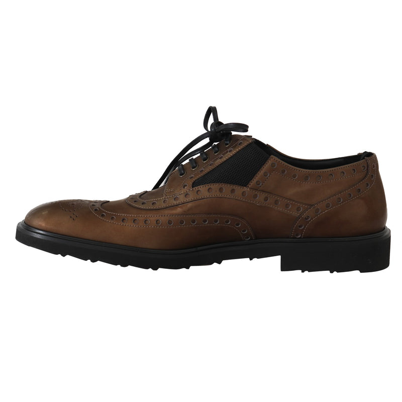 Brown Leather Derby Wingtip Dress Shoes