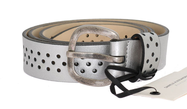 Silver Leather Buckle Belt
