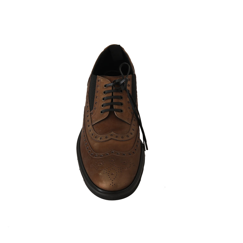 Brown Leather Derby Wingtip Dress Shoes