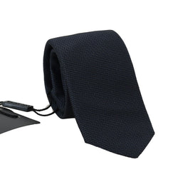 Black Silk Blue Pattern Classic Tie