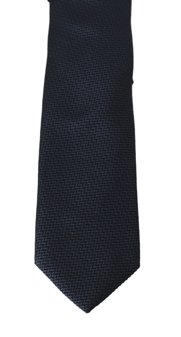 Black Silk Blue Pattern Classic Tie