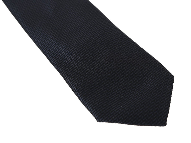 Black Silk Blue Pattern Classic Tie