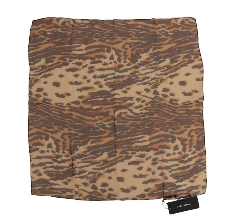 Brown Tiger Square Silk Scarf