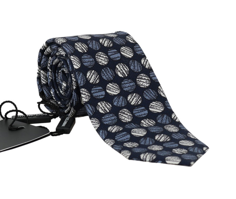 Blue Silk Circle Print Classic Tie