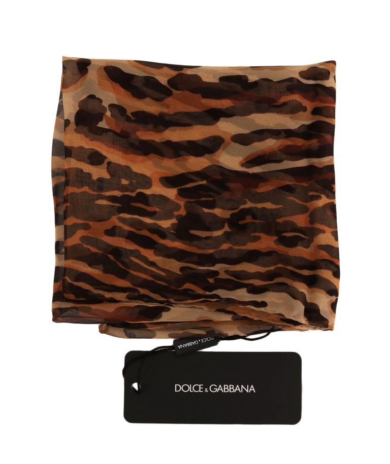 Brown Tiger Square Silk Scarf