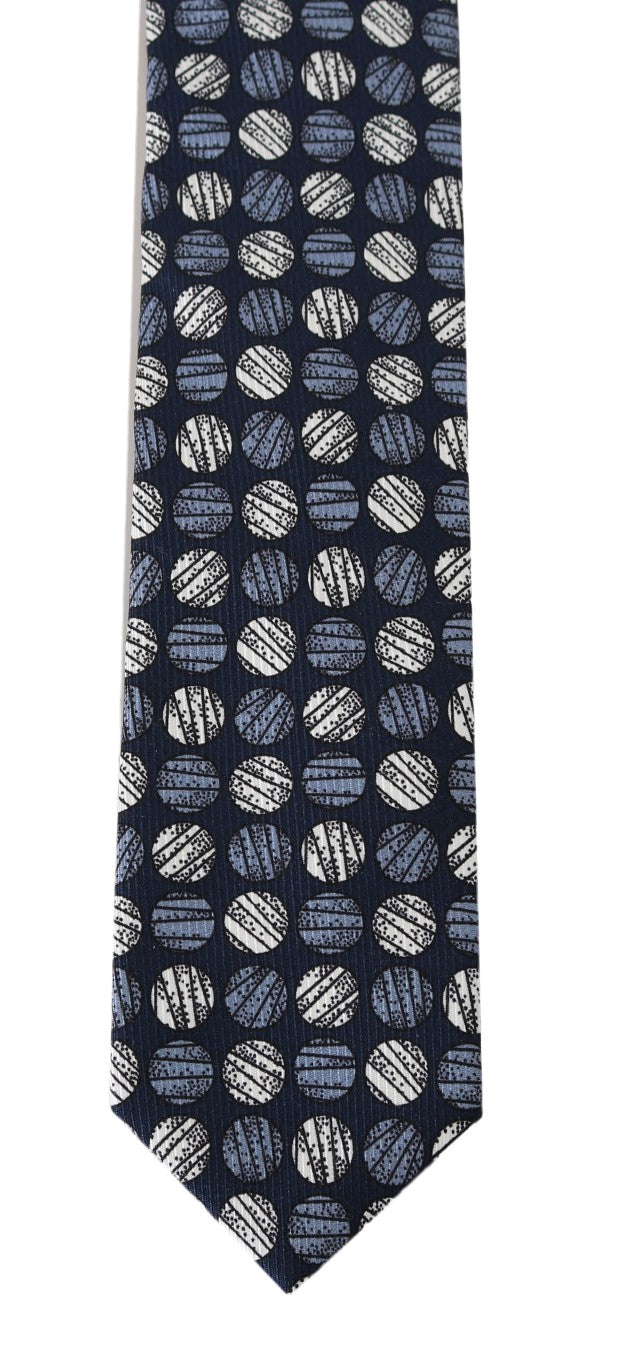 Blue Silk Circle Print Classic Tie