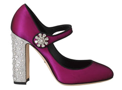 Pink Silk Crystal Mary Janes Pumps