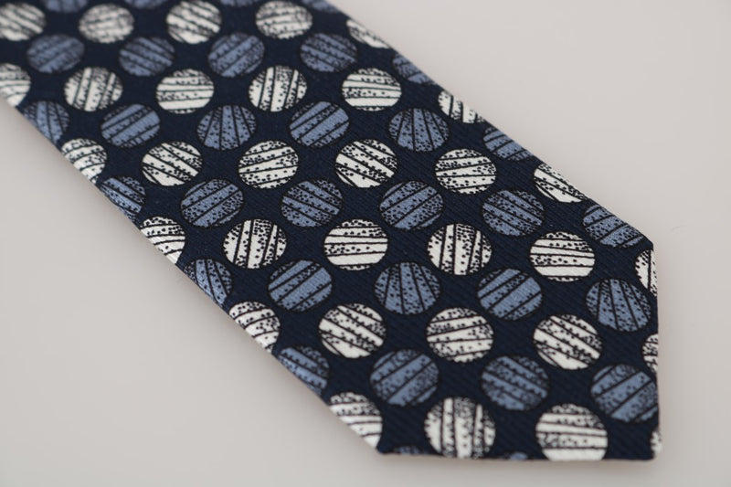 Blue Silk Circle Print Classic Tie