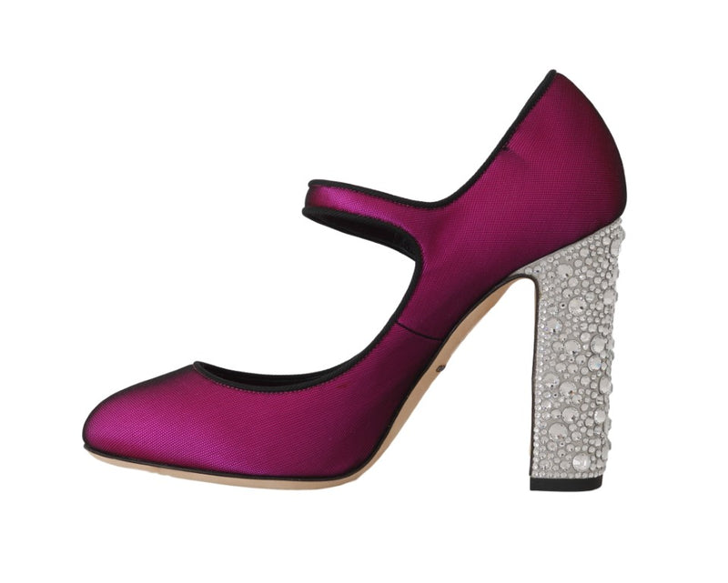 Pink Silk Crystal Mary Janes Pumps