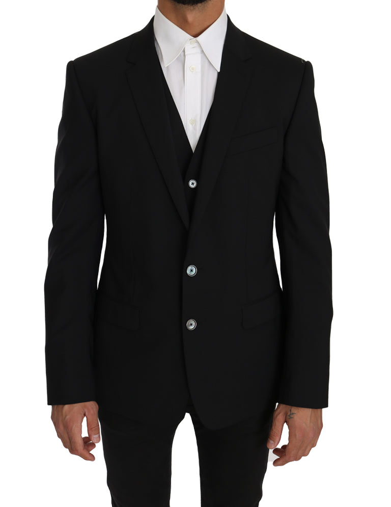 Blazer Vest 2 Piece Black Wool MARTINI