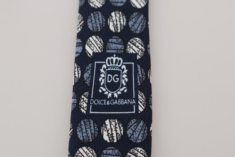 Blue Silk Circle Print Classic Tie