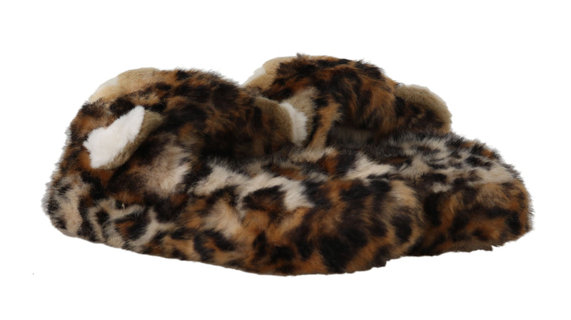 Brown Leopard Flip Flop Flat Slides