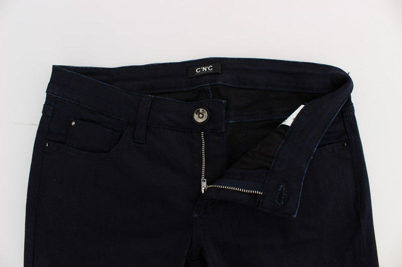 Blue Cotton Blend Slim Fit Jeans