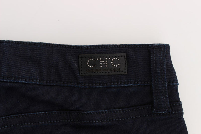 Blue Cotton Blend Slim Fit Jeans