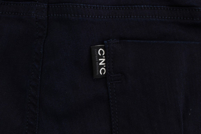 Blue Cotton Blend Slim Fit Jeans