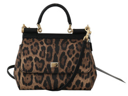 Brown MISS SICILY Leopard Print Hand Shoulder Purse