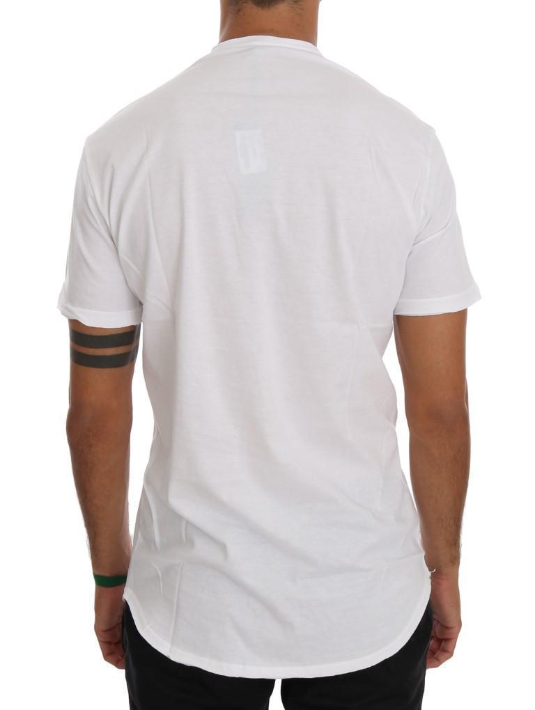 White Cotton V-neck T-Shirt