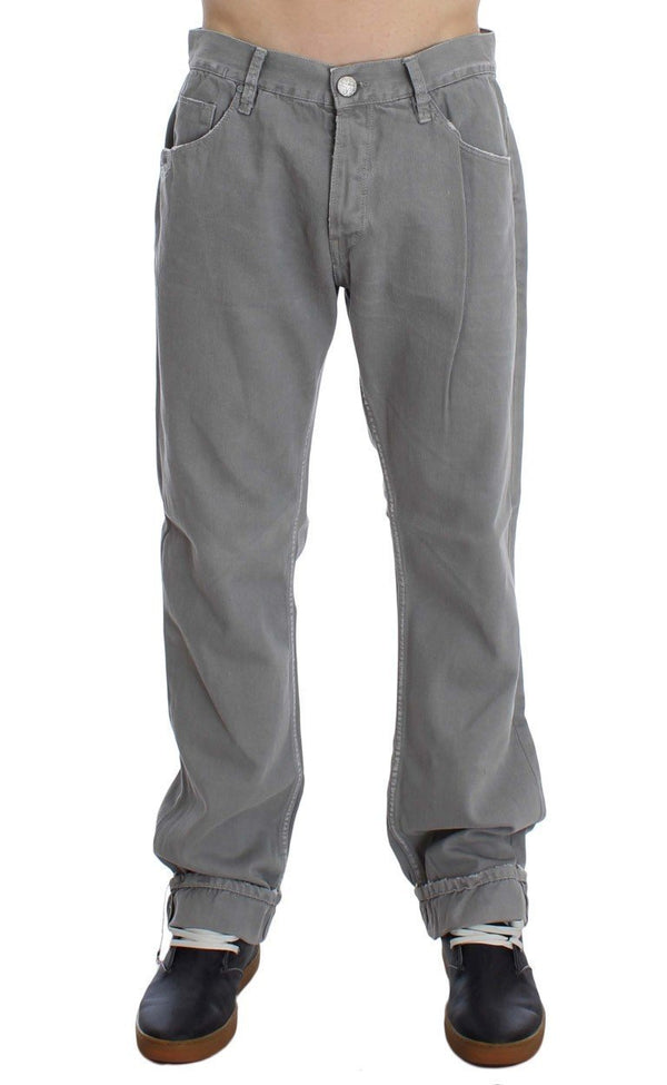 Gray Cotton Straight Fit Jeans