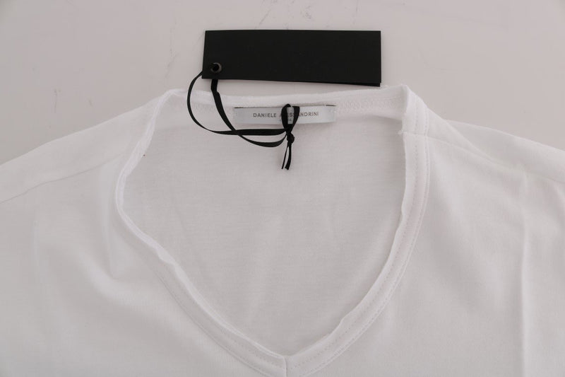 White Cotton V-neck T-Shirt