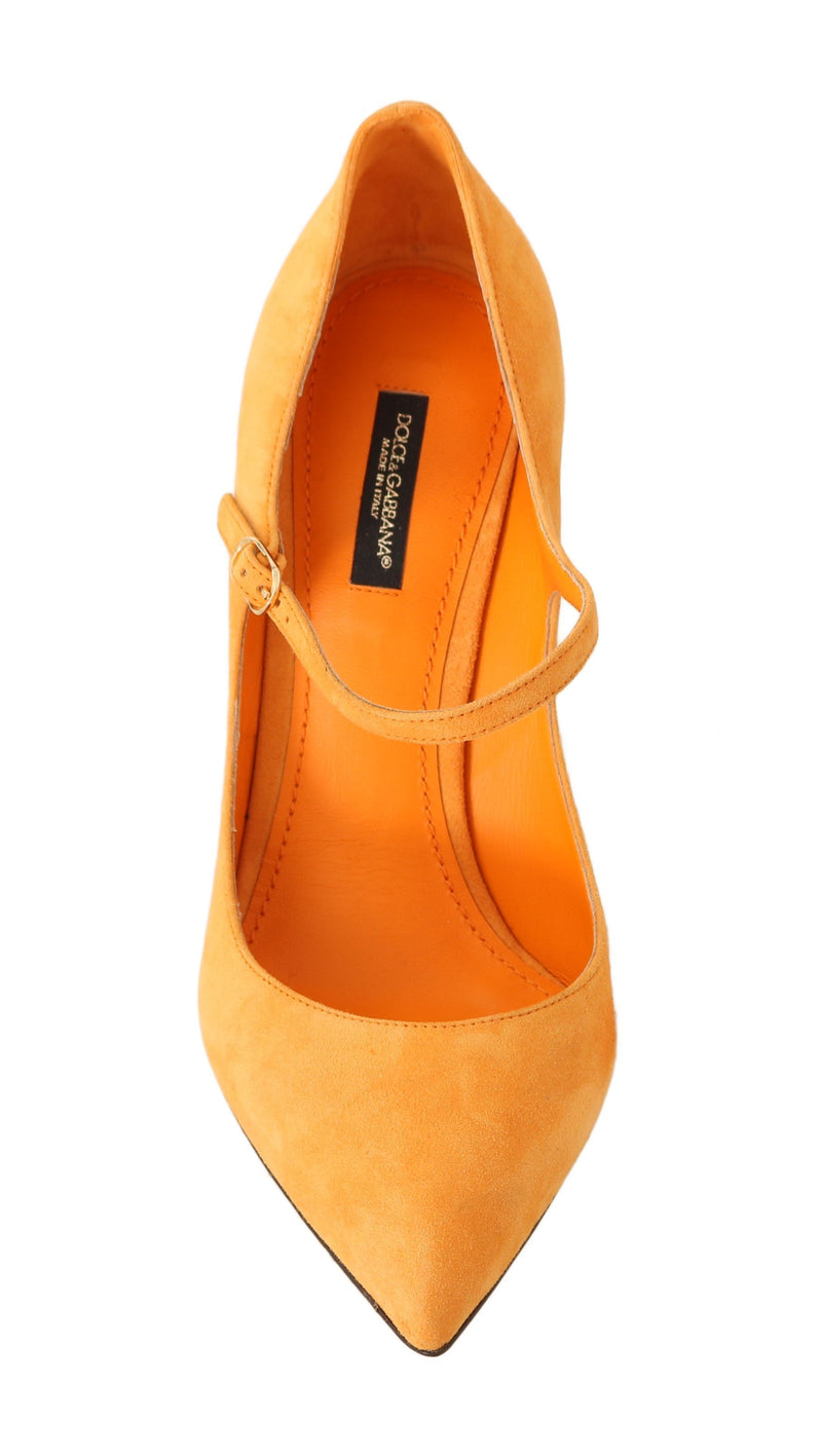 Yellow Suede Mary Janes Pumps Heels