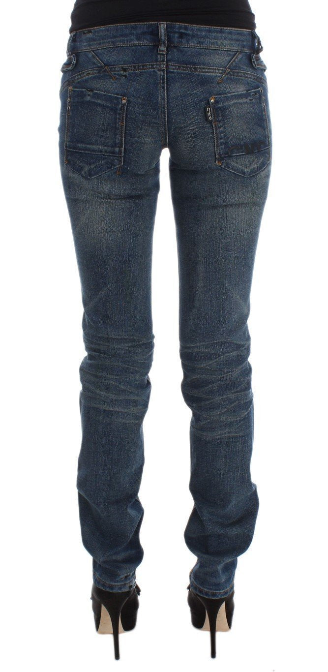 Blue Cotton Blend Slim Fit Jeans