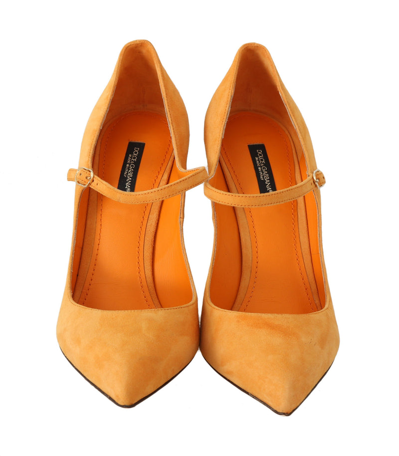 Yellow Suede Mary Janes Pumps Heels