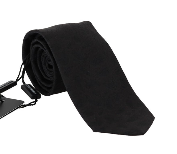 Black Silk Paisley Print Tie