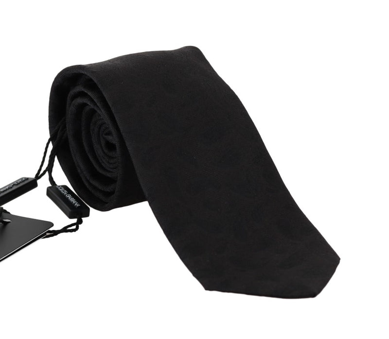Black Silk Paisley Print Tie