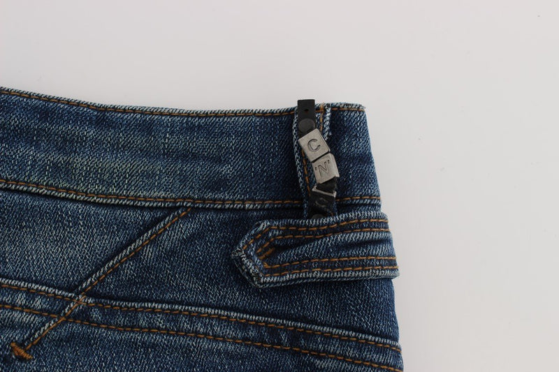 Blue Cotton Blend Slim Fit Jeans