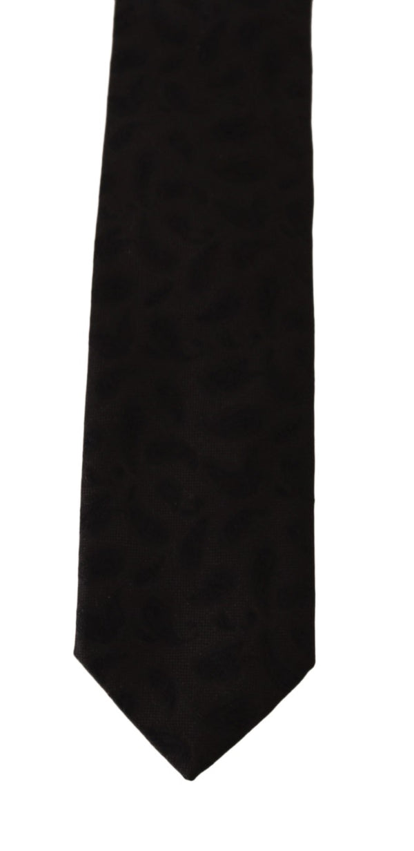 Black Silk Paisley Print Tie
