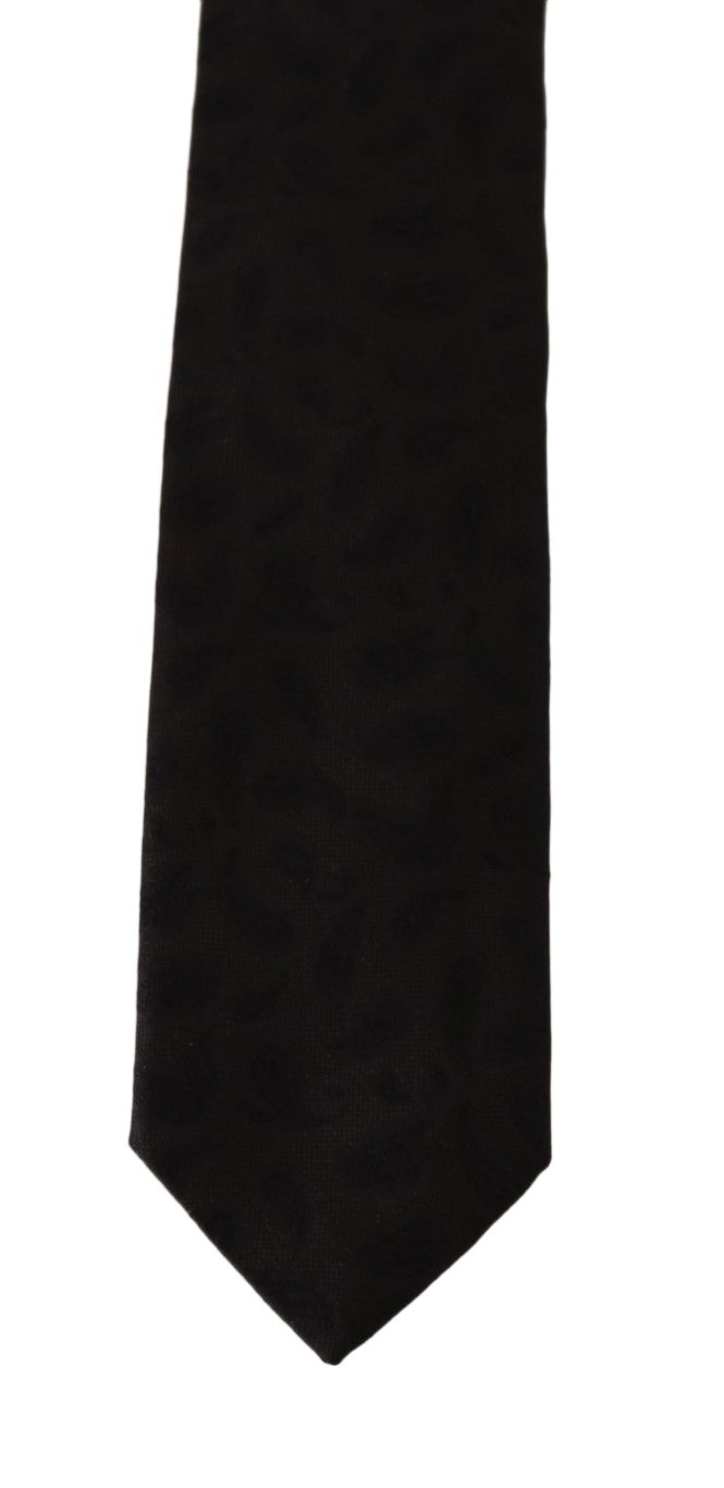 Black Silk Paisley Print Tie