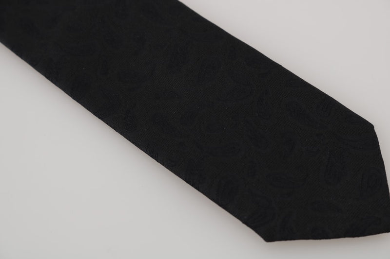 Black Silk Paisley Print Tie