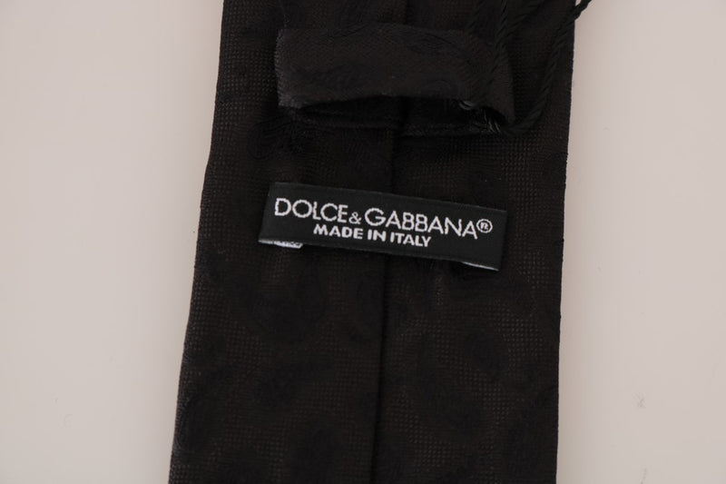 Black Silk Paisley Print Tie