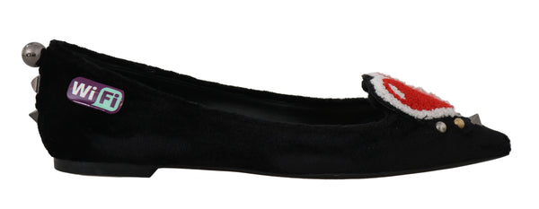 Black Velvet Heart Ballet Flats